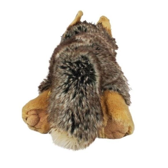 Aurora Miyoni Timber Wolf Puppy Plush Realistic Laying Down Furry Gray Brown 14" - Picture 6 of 11